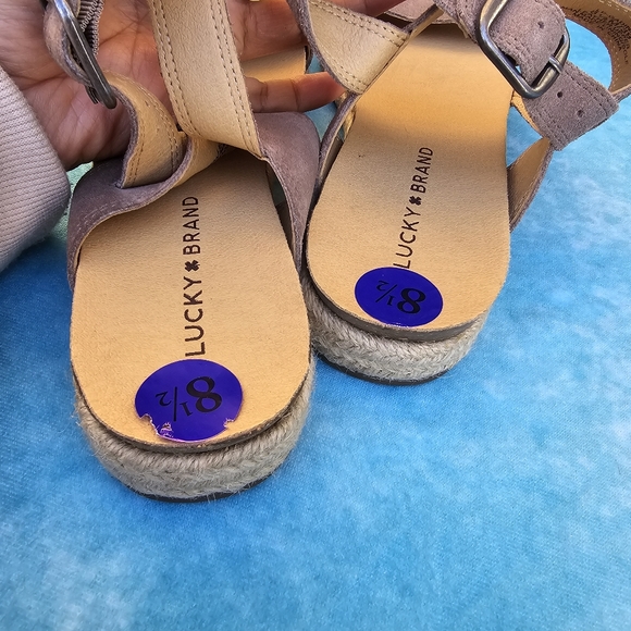 NWOT Lucky Brand Gadine Espadrillles Straps Sandals genuine leather brown Sz 8.5 - Picture 13 of 13